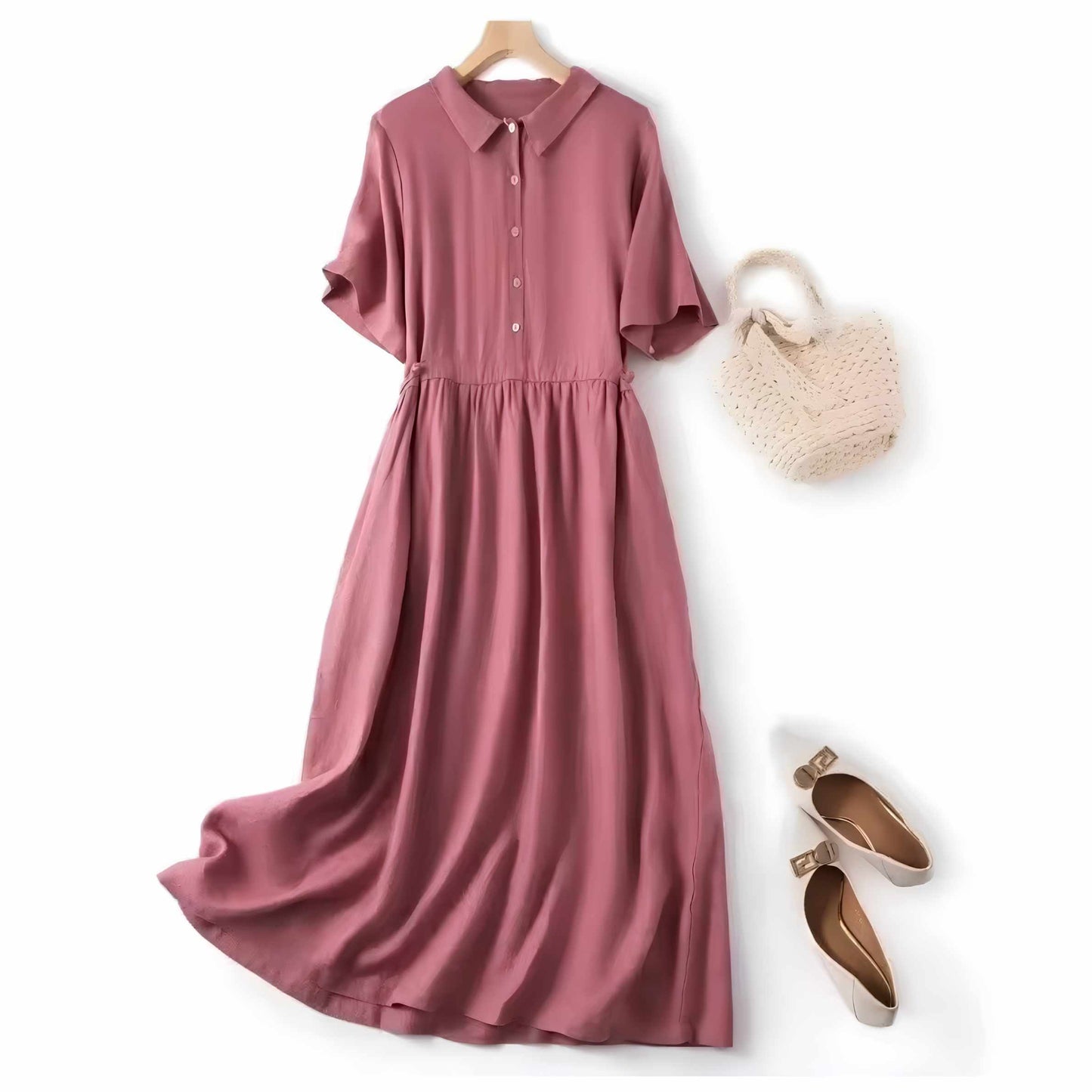 שמלת כותנה LinenEase - סגנון קיצי קליל בלי דאגות לבוש