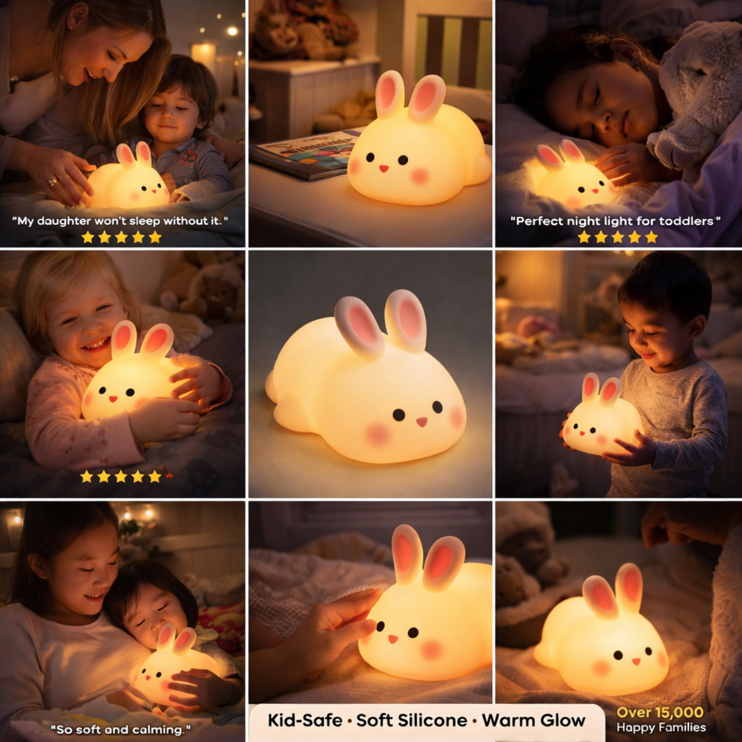 Mäkká nočná lampa Králik - Upokojujúce svetlo pre lepší spánok