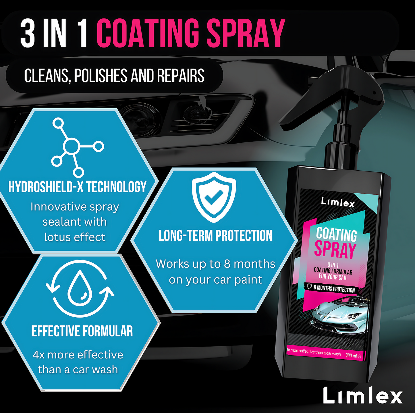 Spray con Rivestimento Ceramico - Lucentezza Duratura Senza Lavaggi Frequenti