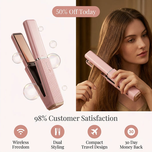 Wireless Curling & Straightening Iron — Salon-Ready Styling Anywhere
