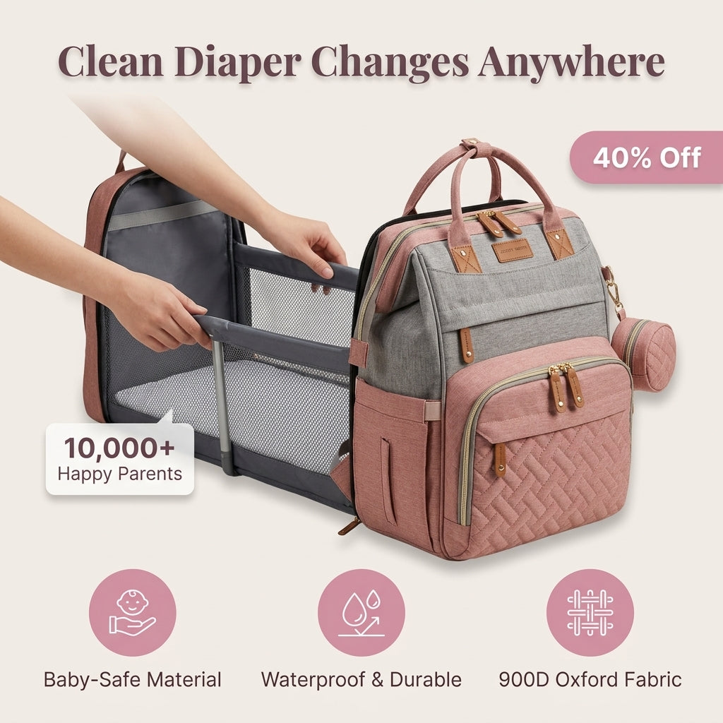 Prebaľovacia taška - Usporiadané a bezpečné miesto pre bábätko kdekoľvek
