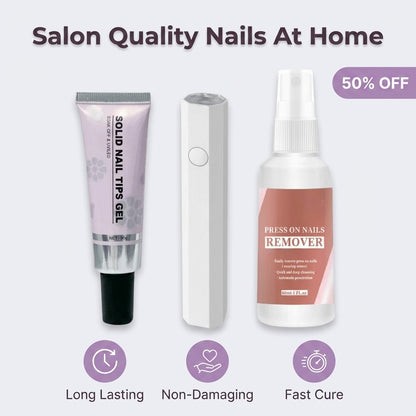 3 in 1 Nail Gel Glue Kit - Lasting Nails Without Messy Adhesive