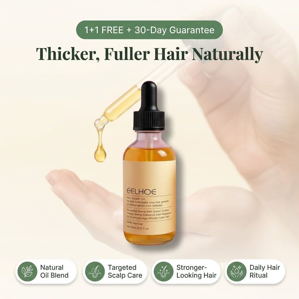 Olio Naturale per la Crescita dei Capelli — Nutre il Cuoio Capelluto per Capelli dall'Aspetto Più Folto