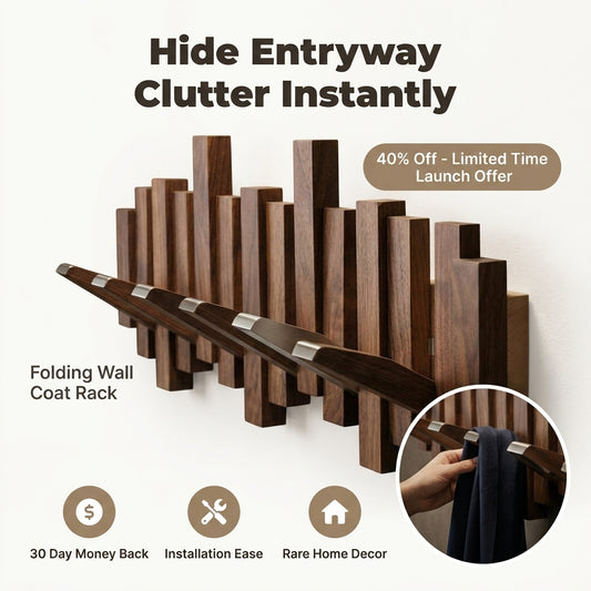 Skladací nástenný vešiak na kabáty - Minimalistické úsporné riešenie úložného priestoru