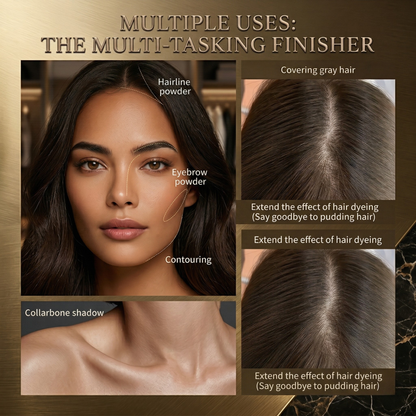 Pudder til hårrodstouch-up, jævn hårfarve uden rodede sprays
