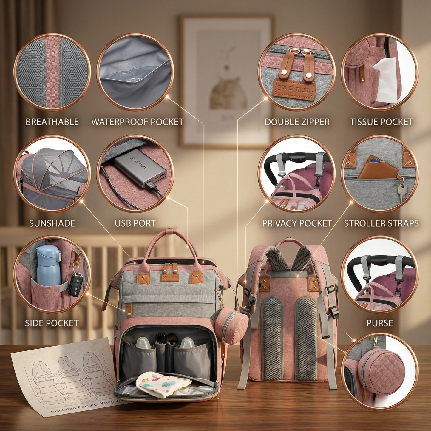 Sac à Langer - Un Endroit Organisé et Sûr pour Bébé Partout