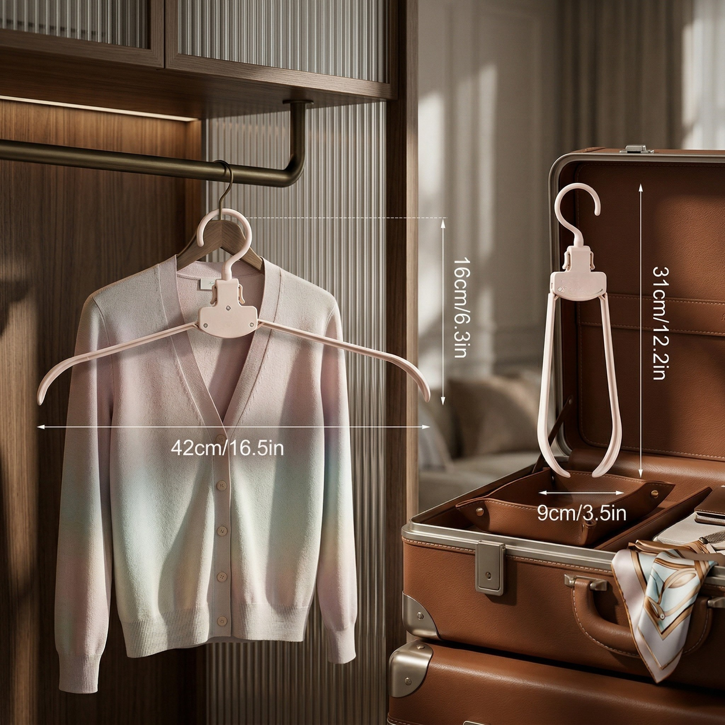 מתלה מתקפל עם סנפ - לתלות בגדים בלי למתוח את הצווארונים