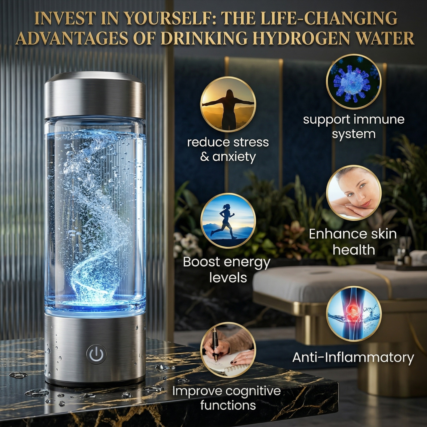 Láhev na vodu s vodíkem - Hydratace bez energetických nápojů