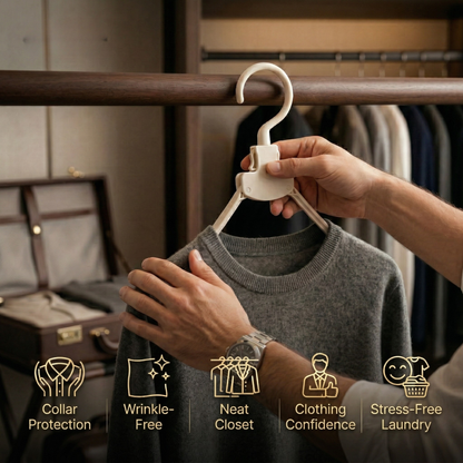 מתלה מתקפל עם סנפ - לתלות בגדים בלי למתוח את הצווארונים