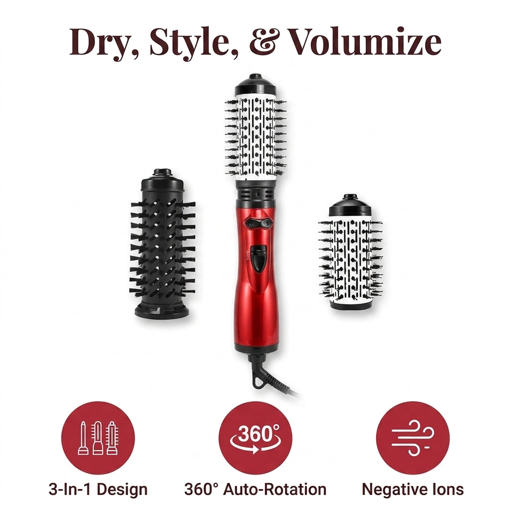 Objemová kefa na fénovanie - 3v1 nástroj pre kadernícke výsledky doma