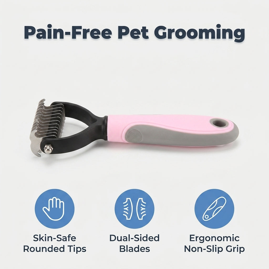 Pet Hair Removal Grooming Comb — Removes Loose Fur Without Painful Pulling