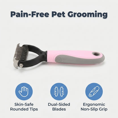 Pet Hair Removal Grooming Comb — Removes Loose Fur Without Painful Pulling