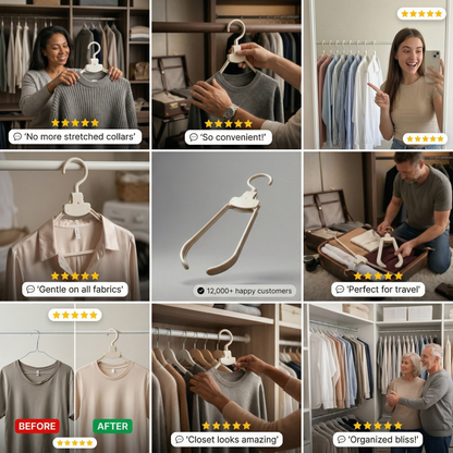 מתלה מתקפל עם סנפ - לתלות בגדים בלי למתוח את הצווארונים