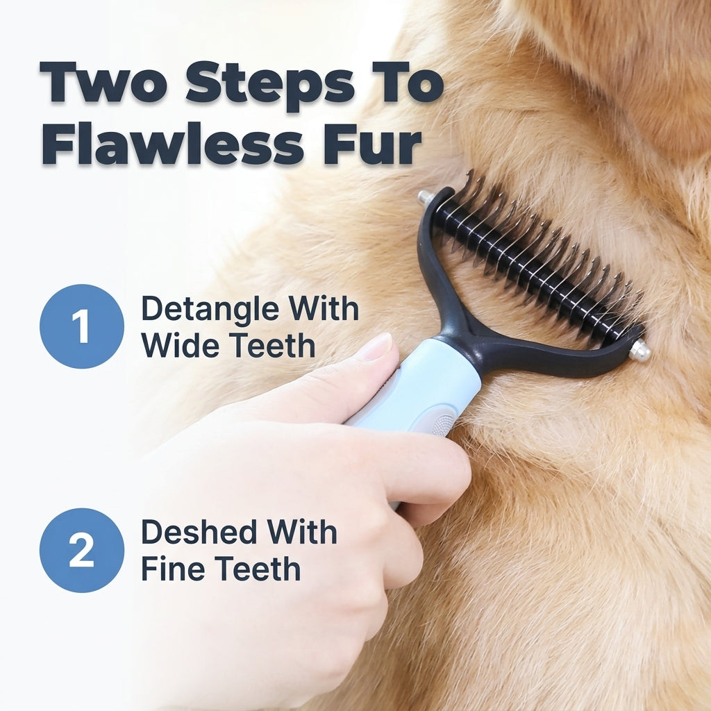 Pet Hair Removal Grooming Comb — Removes Loose Fur Without Painful Pulling