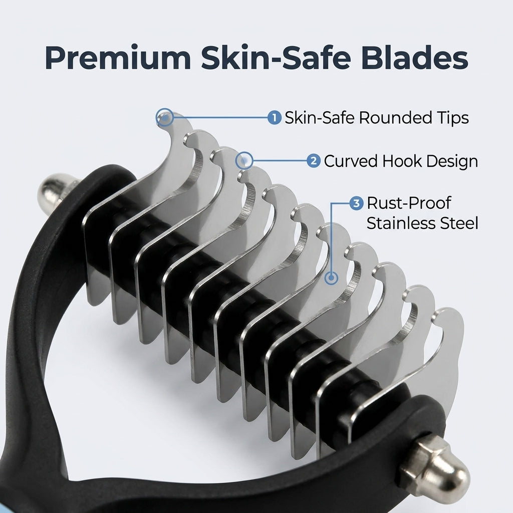 Pet Hair Removal Grooming Comb — Removes Loose Fur Without Painful Pulling