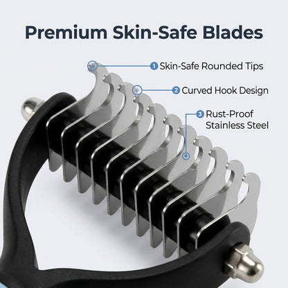 Pet Hair Removal Grooming Comb — Removes Loose Fur Without Painful Pulling