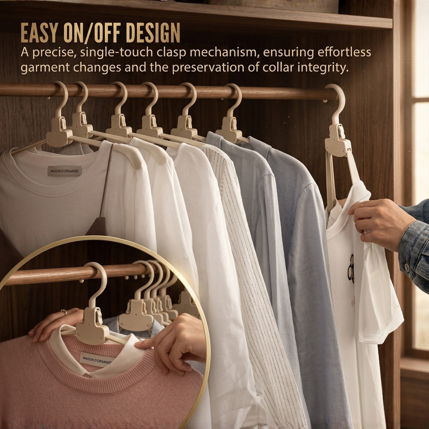 מתלה מתקפל עם סנפ - לתלות בגדים בלי למתוח את הצווארונים