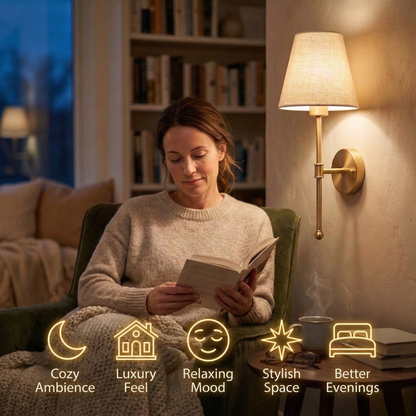 Bezdrátová nástěnná lampa, útulné večerní osvětlení bez nutnosti pevné instalace