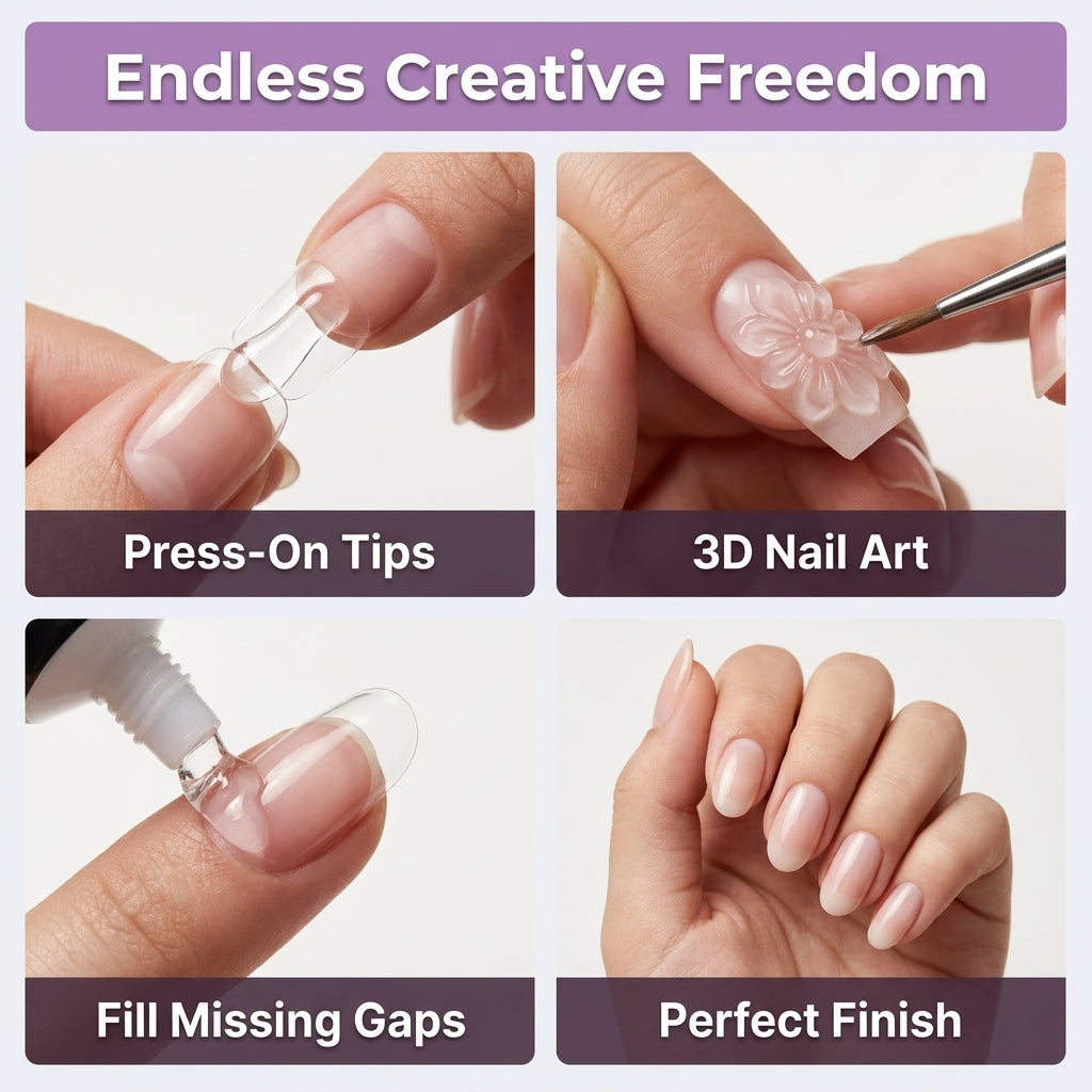 3 in 1 Nail Gel Glue Kit - Lasting Nails Without Messy Adhesive