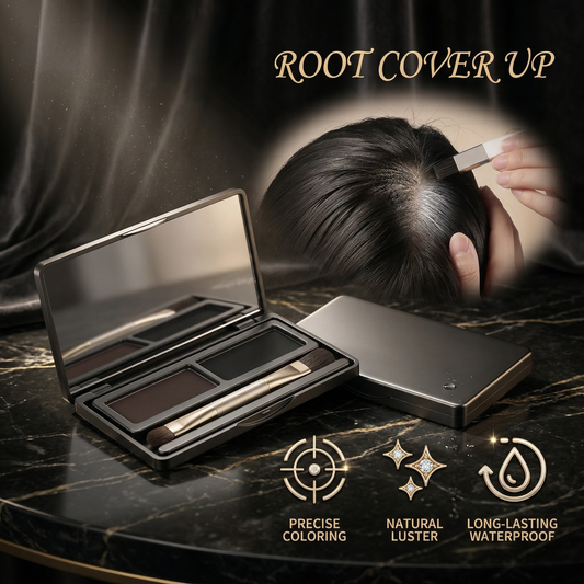 Pudder til hårrodstouch-up, jævn hårfarve uden rodede sprays