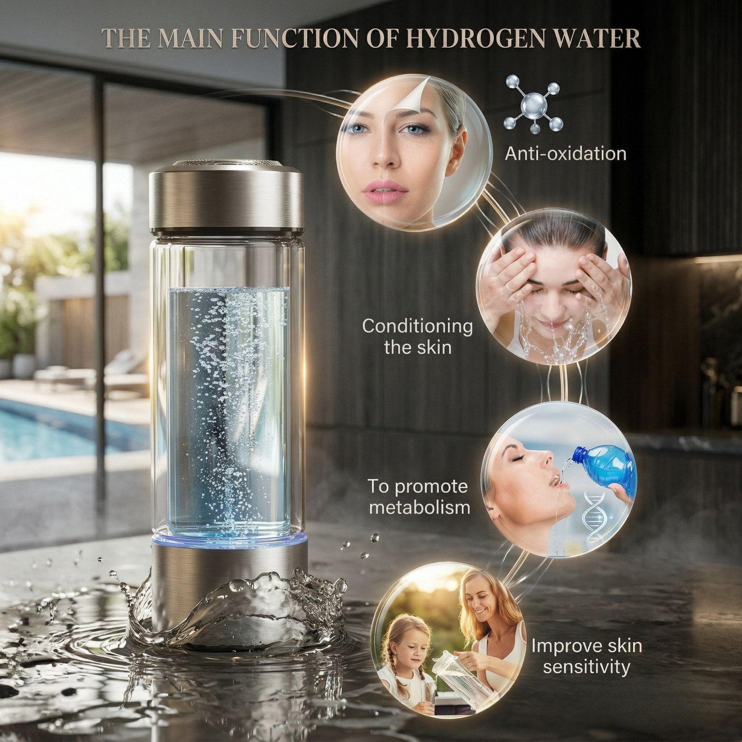 Láhev na vodu s vodíkem - Hydratace bez energetických nápojů