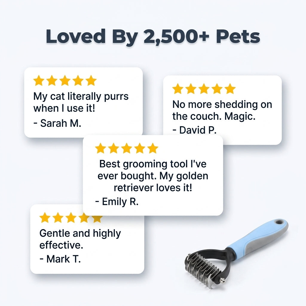 Pet Hair Removal Grooming Comb — Removes Loose Fur Without Painful Pulling