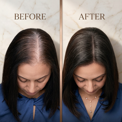 Pudder til hårrodstouch-up, jævn hårfarve uden rodede sprays