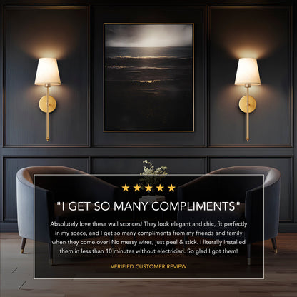 Bezdrátová nástěnná lampa, útulné večerní osvětlení bez nutnosti pevné instalace