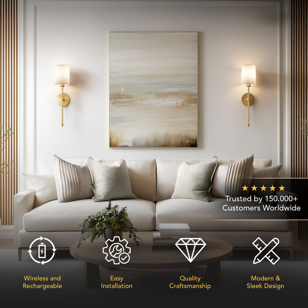 Bezdrátová nástěnná lampa, útulné večerní osvětlení bez nutnosti pevné instalace