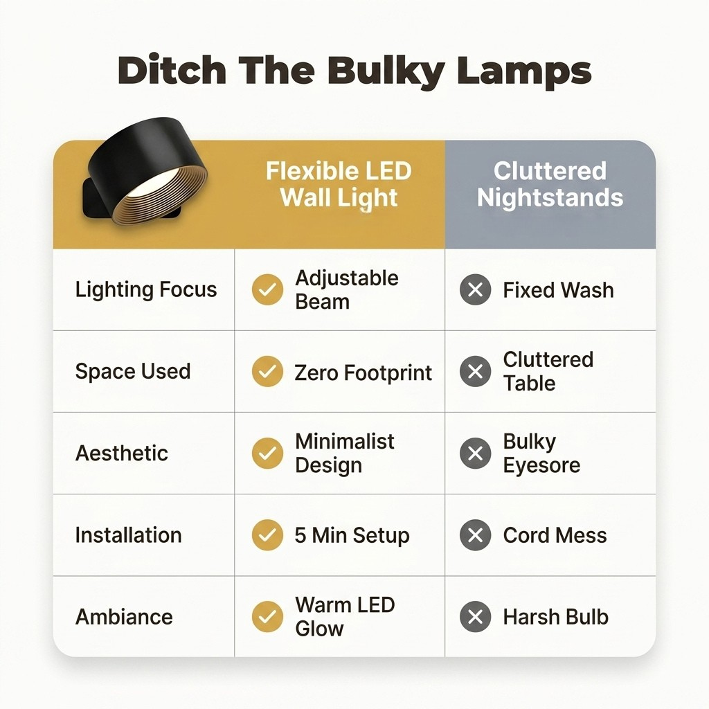 Adjustable Wall Light - Focused Lighting Without Taking Up Space
