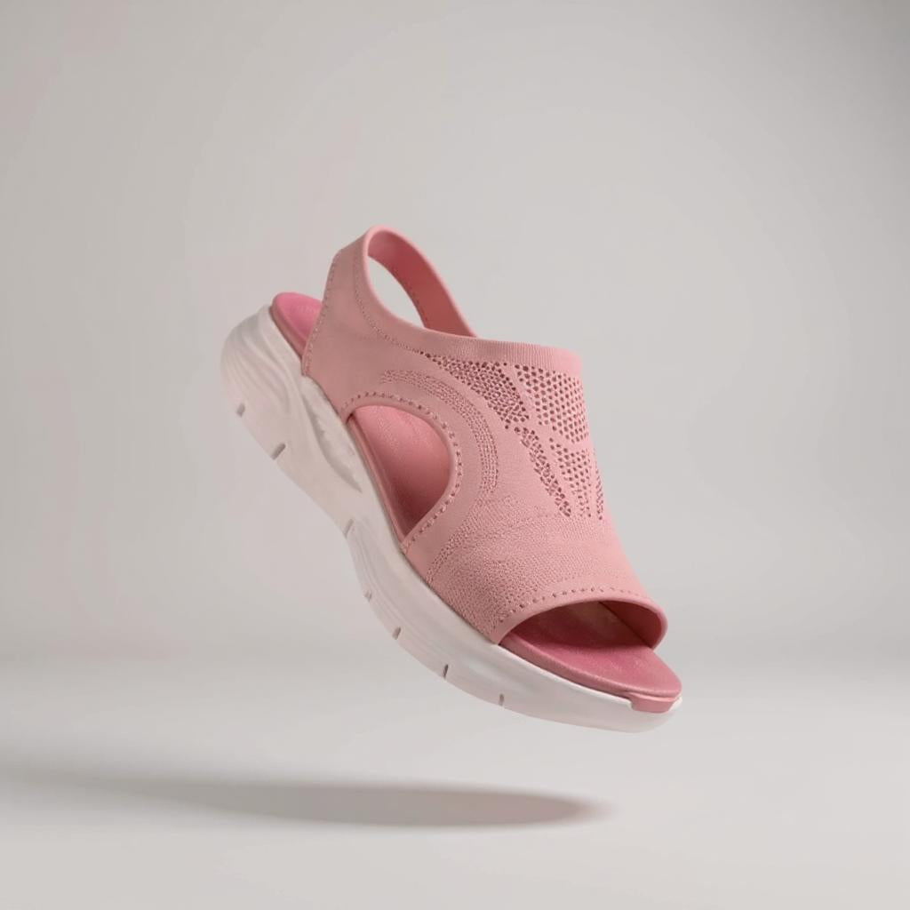 Sportliche blaue Sandale mit atmungsaktivem Mesh-Design, offenem Zehenbereich und dicker weißer Sohle für Komfort und Freizeit