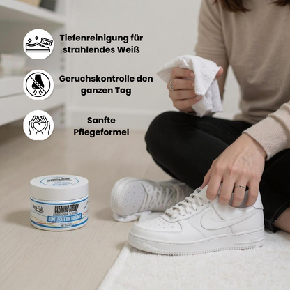 Jue-Fish Schuhreinigungscreme für weiße Schuhe, sanft, sicher und langlebig – 100 g Cleaner zur effektiven Entfernung von Schmutz und Flecken