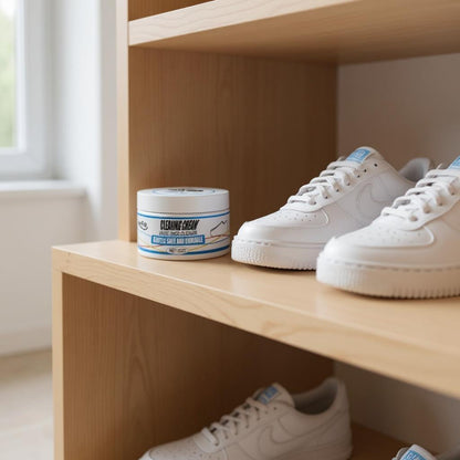 Jue-Fish Schuhreinigungscreme für weiße Schuhe, sanft, sicher und langlebig – 100 g Cleaner zur effektiven Entfernung von Schmutz und Flecken
