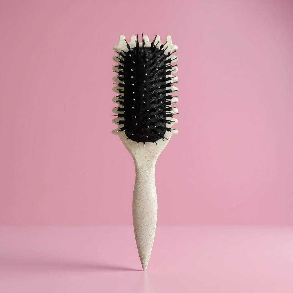 Turquoise detangling hair brush with black bristles, anti-frizz and anti-tangle design for creating defined curls and smooth styling