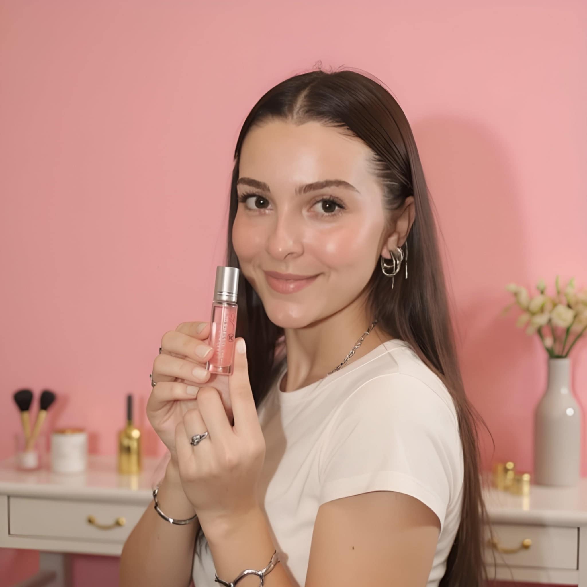 handlicher 10 ml Duft-Roll-On im eleganten Glasflakon mit natürlicher, langanhaltender Formel – stärkt die Ausstrahlung, zieht Menschen an und kommt mit 30-Tage-Geld-zurück-Garantie.